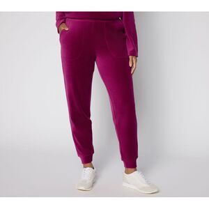 Denim & Co. Women's Pants Sz XL Active Velour_Ankle Joggers Red A709529